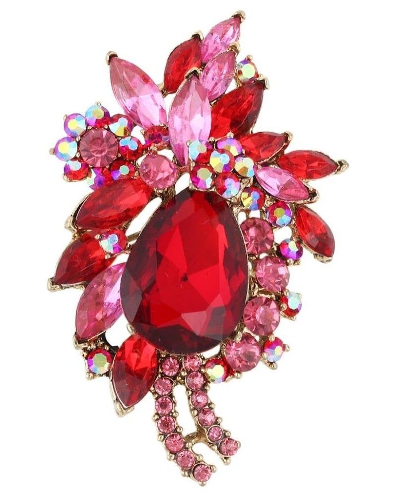 Women's Rhinestone Crystal Vintage Style Flower Teardrop Brooch Pendant Ruby Colo Gold-Tone $10.59 Brooches & Pins