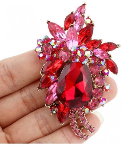 Women's Rhinestone Crystal Vintage Style Flower Teardrop Brooch Pendant Ruby Colo Gold-Tone $10.59 Brooches & Pins