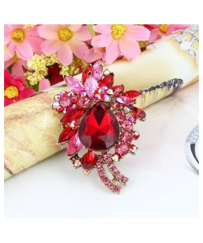 Women's Rhinestone Crystal Vintage Style Flower Teardrop Brooch Pendant Ruby Colo Gold-Tone $10.59 Brooches & Pins