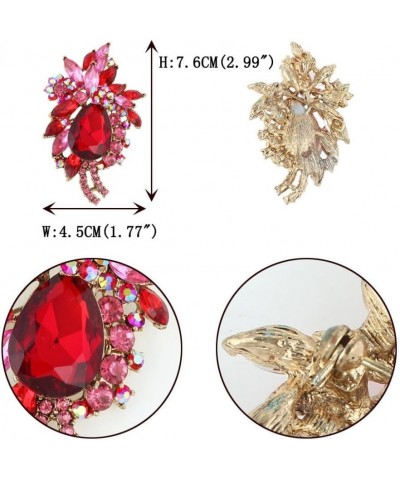 Women's Rhinestone Crystal Vintage Style Flower Teardrop Brooch Pendant Ruby Colo Gold-Tone $10.59 Brooches & Pins