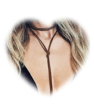 Choker Multilayer Y Lariat Necklace Suede Braided Boho Jewelry for Women Girls (brown) brown $7.37 Necklaces