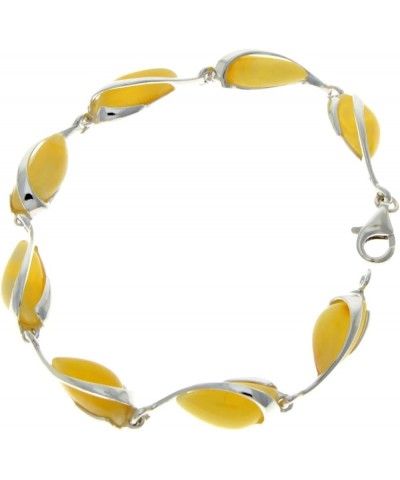 Modern Designer 925 Sterling Silver 19.5 cm Link Bracelet set with Genuine Baltic Amber Gemstones - GL501 Lemon $42.90 Bracelets