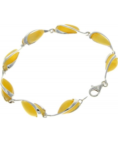 Modern Designer 925 Sterling Silver 19.5 cm Link Bracelet set with Genuine Baltic Amber Gemstones - GL501 Lemon $42.90 Bracelets