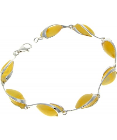 Modern Designer 925 Sterling Silver 19.5 cm Link Bracelet set with Genuine Baltic Amber Gemstones - GL501 Lemon $42.90 Bracelets