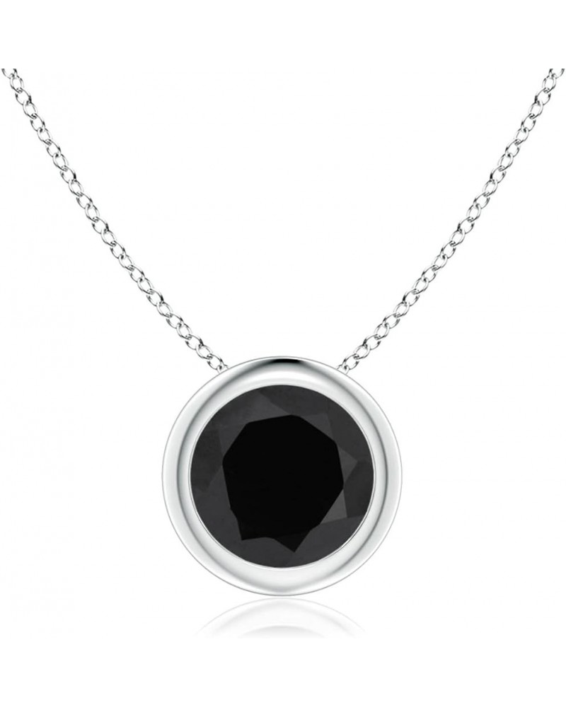 Natural Black Onyx Bezel-Set Round Solitaire Pendant In Sterling Silver / 14K Solid Gold/Platinum | Jewelry Gift For Her | Bi...