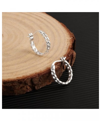 Link Chain Hoop Earrings for Women Sterling Silver Link Hoop Earrings Hypoallergenic Chain Hoop Earrings for Girls Silver $8....