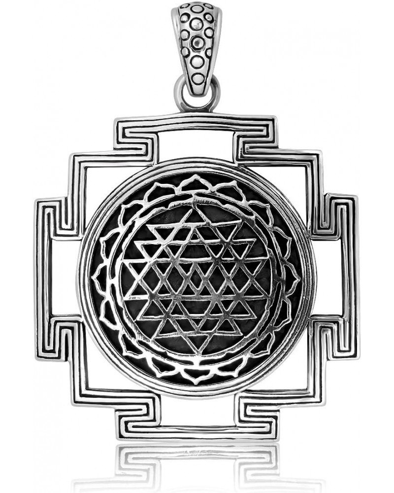 WithLoveSilver Sterling Silver Sri Yantra Chakra Sacred Geometry Talisman Pendant $33.62 Pendants