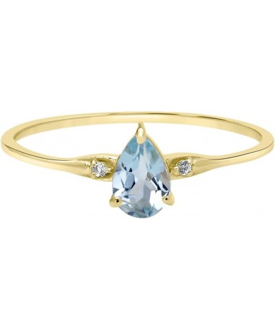 Dew Sterling Silver Genuine Gemstone Stackable Pear Ring, Sizes 6-8 7 Blue Topaz Yellow Sterling Silver $64.07 Rings