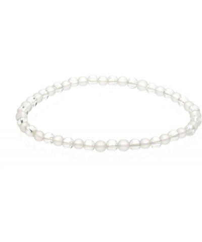 Alternating Matte and Glossy 4mm Round Crystal Quartz Stretch Bracelet (in various lengths: 6.5, 7, 7.5, 8 Inches) 8.0 Inches...