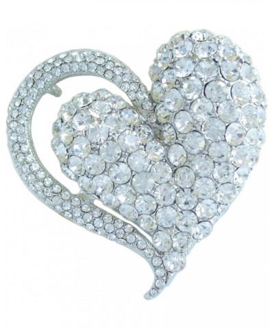 Sindary Austrian Crystal Love Heart Brooch Pin Pendant BZ4817 Silver-Tone Clear $10.76 Brooches & Pins