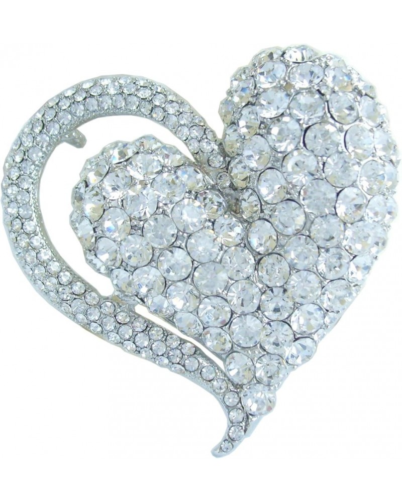 Sindary Austrian Crystal Love Heart Brooch Pin Pendant BZ4817 Silver-Tone Clear $10.76 Brooches & Pins