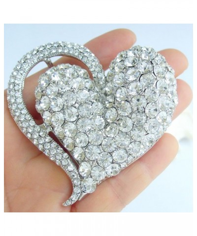 Sindary Austrian Crystal Love Heart Brooch Pin Pendant BZ4817 Silver-Tone Clear $10.76 Brooches & Pins