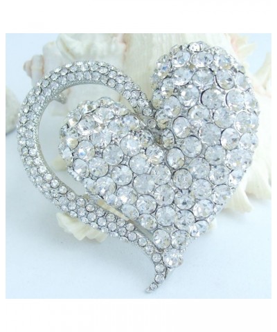 Sindary Austrian Crystal Love Heart Brooch Pin Pendant BZ4817 Silver-Tone Clear $10.76 Brooches & Pins