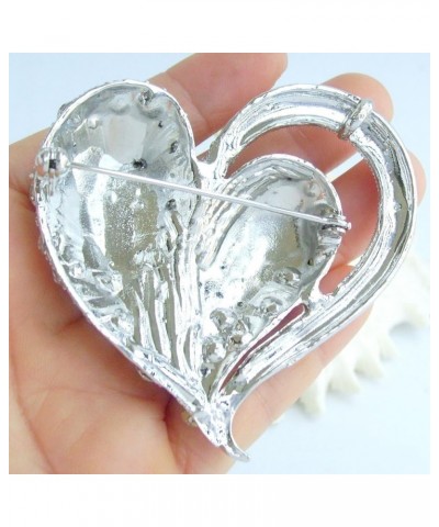 Sindary Austrian Crystal Love Heart Brooch Pin Pendant BZ4817 Silver-Tone Clear $10.76 Brooches & Pins