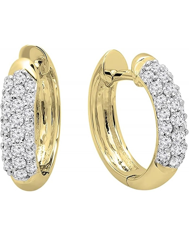 0.30 Carat (ctw) 14K Ladies Pave Set Huggies Hoop Earrings 1/3 CT, Yellow Gold White Diamond $155.18 Earrings