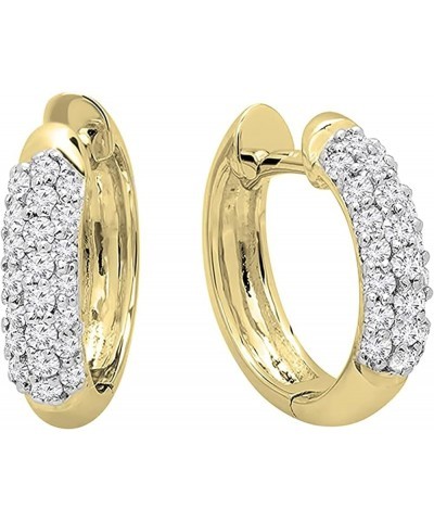 0.30 Carat (ctw) 14K Ladies Pave Set Huggies Hoop Earrings 1/3 CT, Yellow Gold White Diamond $155.18 Earrings