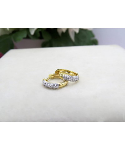 0.30 Carat (ctw) 14K Ladies Pave Set Huggies Hoop Earrings 1/3 CT, Yellow Gold White Diamond $155.18 Earrings