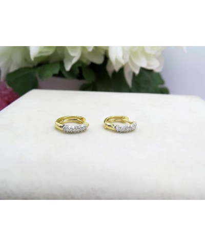 0.30 Carat (ctw) 14K Ladies Pave Set Huggies Hoop Earrings 1/3 CT, Yellow Gold White Diamond $155.18 Earrings