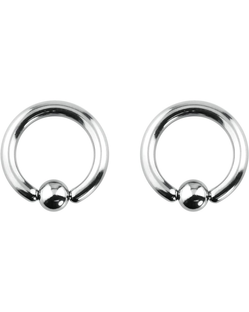 12G-OG Surgical Steel Piercing Hoops Large Gauge Size Captive Bead Body Piercing Rings 2pcs (Select Gauge/Diameter) 8g 14mm, ...