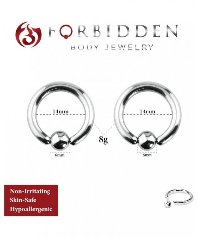 12G-OG Surgical Steel Piercing Hoops Large Gauge Size Captive Bead Body Piercing Rings 2pcs (Select Gauge/Diameter) 8g 14mm, ...