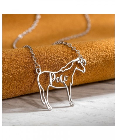 Personalized Horse Necklace For Women Sterling Silver 925/Brass Custom Horse Name Necklace For Girls Horse Pendant For Her $1...