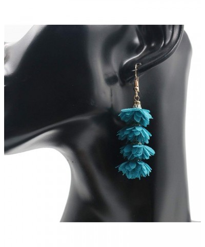 Unique Chic Long Fabric Flower Tassel Dangle Drop Earrings Cute Fashion Floral Petals Earring for Women Teen Girls Christmas ...