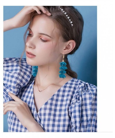 Unique Chic Long Fabric Flower Tassel Dangle Drop Earrings Cute Fashion Floral Petals Earring for Women Teen Girls Christmas ...