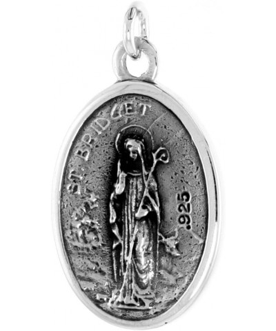 Sterling Silver St Patrick and St Bridget Medal Necklace Oxidized finish Oval 1.8mm Chain 16-inch $23.66 Necklaces