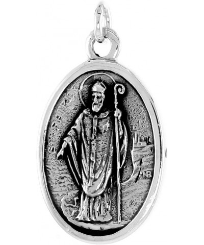 Sterling Silver St Patrick and St Bridget Medal Necklace Oxidized finish Oval 1.8mm Chain 16-inch $23.66 Necklaces