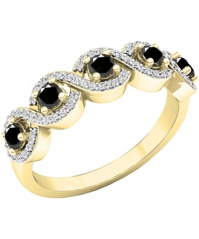 10K Round Gemstone & Diamond Ladies Swirl Engagement Ring, Yellow Gold Black Diamond $149.45 Rings