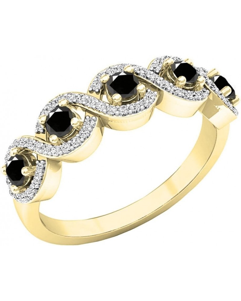 10K Round Gemstone & Diamond Ladies Swirl Engagement Ring, Yellow Gold Black Diamond $149.45 Rings