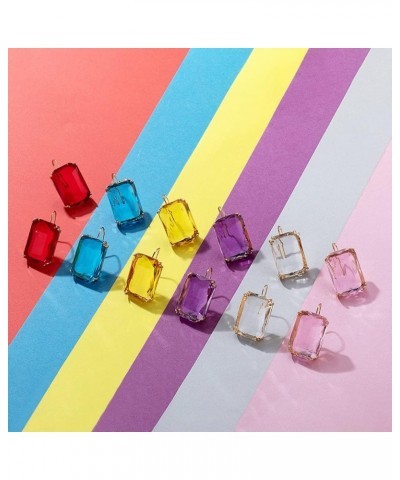 Colorful Rectangle Glass Crystal Earrings Orthogon Gemstone Square Transparent Crystal Glass Dangle Earrings for Women Girls ...