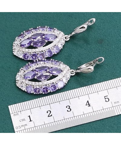 Luxurious Purple Amethyst 925 Sterling Silver Jewelry Set for Women Bracelet Earrings Necklace Pendant Ring Birthday Gift Who...