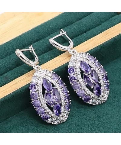 Luxurious Purple Amethyst 925 Sterling Silver Jewelry Set for Women Bracelet Earrings Necklace Pendant Ring Birthday Gift Who...