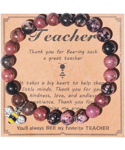 Teacher Appreciation Gifts,Natural Stone Teacher Bracelet Gifts for women,8MM 6MM Beads Thank You Gifts for Teacher Meaningfu...