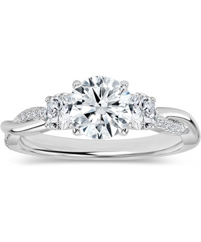 Round Lab Grown White Diamond Twisted Three Stone Engagement Ring for Women in 925 Sterling Silver 8 0.75 Carat $75.62 Rings