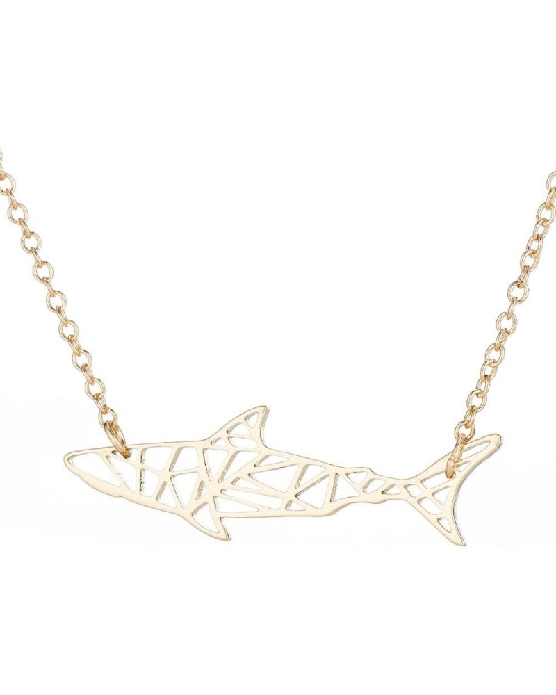 Paper Shark Necklace Fashion Sea Fish Whale Animal Necklace Origami Shark Pendant Gift for Women Teens gold $8.99 Necklaces