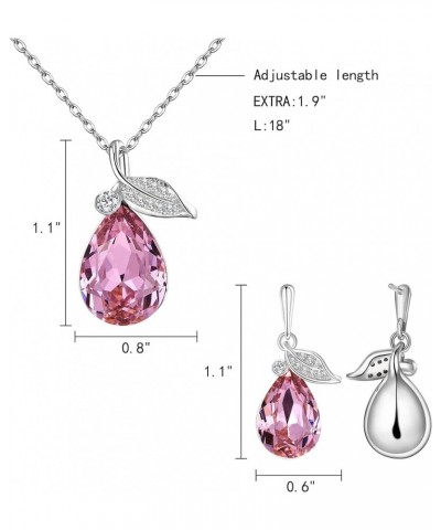 Austrian Crystal Cubic Zirconia Leaf Vine Teardrop Pendant Necklace Dangle Earrings Jewelry Sets for Women, Valentine's Day/M...