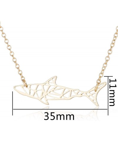 Paper Shark Necklace Fashion Sea Fish Whale Animal Necklace Origami Shark Pendant Gift for Women Teens gold $8.99 Necklaces