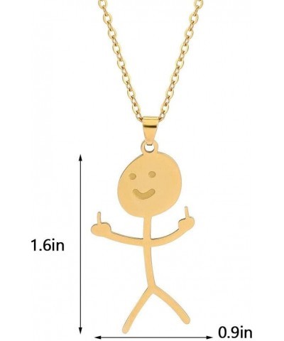 Pendantify Funny Middle Finger Doodle Necklace | Flip Off Doodle Necklace | Cool Smiley Stickman Matchstick Doodle Necklace M...