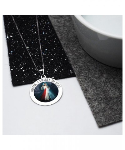 Divine Mercy Round Religious Medal, Available in Sterling Silver and Solid 10K or 14K Gold 14K Solid White Gold 2/3 x 2/3 Inc...