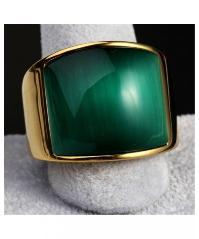 Unisex Stainless Steel Big Agate Stone Crystal Ring Silver/Gold Tone Green Gem Gold $9.60 Rings