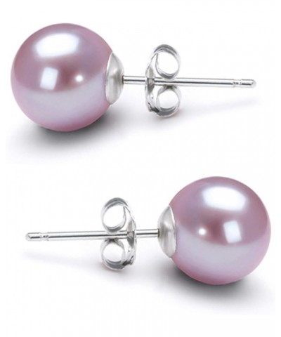 Lavender Cultured Pearl Earrings Stud AAA 5-10mm Freshwater Cultured Pearls Earrings Gold Plated Settings - 6.0 Millimeters W...