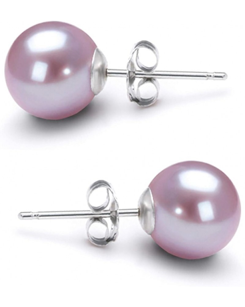 Lavender Cultured Pearl Earrings Stud AAA 5-10mm Freshwater Cultured Pearls Earrings Gold Plated Settings - 6.0 Millimeters W...