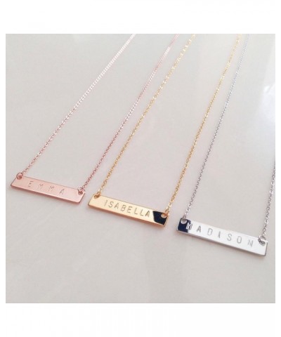 925 Sterling Silver Personalized Bar Pendant Necklace Engraved Any Name Letter Symbols Necklace Gold $22.44 Necklaces