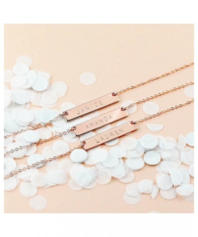 925 Sterling Silver Personalized Bar Pendant Necklace Engraved Any Name Letter Symbols Necklace Gold $22.44 Necklaces