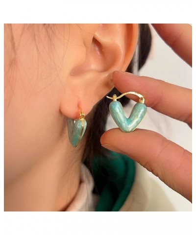 Heart Hoop Earrings for Women Dainty Small Huggie Hoop Love Earrings for Women Girls Valentine's Day Gift for Her blue $7.13 ...