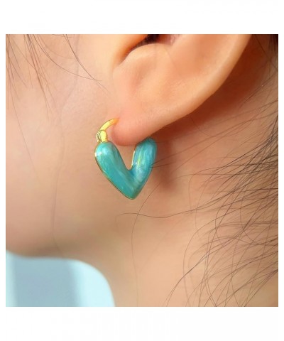 Heart Hoop Earrings for Women Dainty Small Huggie Hoop Love Earrings for Women Girls Valentine's Day Gift for Her blue $7.13 ...