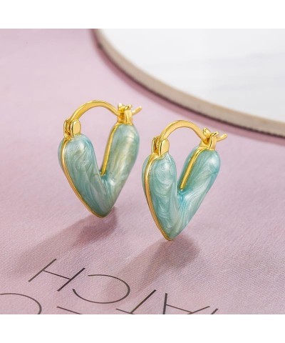 Heart Hoop Earrings for Women Dainty Small Huggie Hoop Love Earrings for Women Girls Valentine's Day Gift for Her blue $7.13 ...