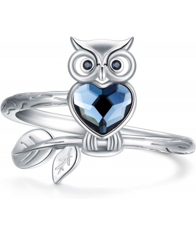 Sterling Silver Owl/Panda/Koala Ring for Women, Made with Austrian Crystal, Size 6-10 A_Owl Ring 5 $14.08 Rings